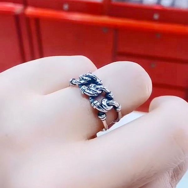 

omhxzj wholesale xr170 european fashion fine woman man party birthday wedding gift vintage open 100% 925 sterling silver ring, Golden;silver