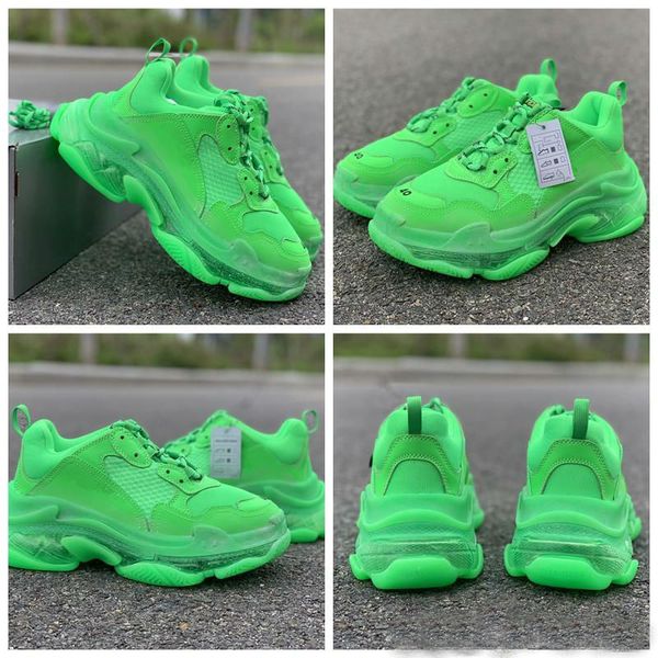 

paris triple-s sneaker 17fw dark green triple s casual shoes dad shoes for men's women beige black sports tennis