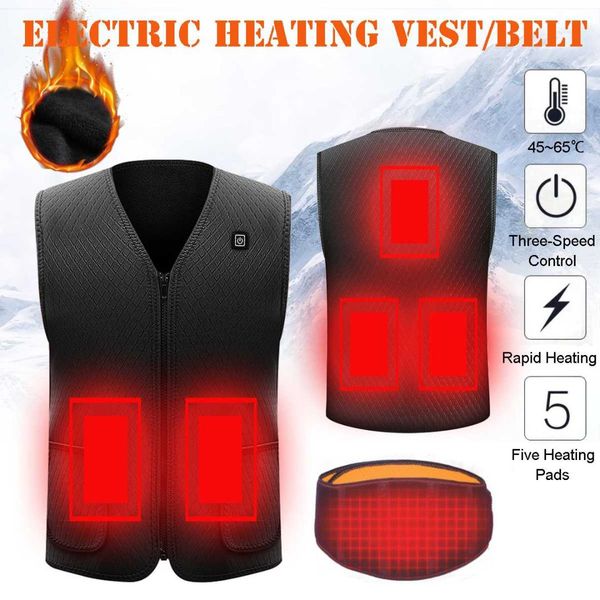 

intelligent winter men women outdoor usb infrared heating vest jacket winter electric thermal clothing waistcoat fishing hiking, Gray;blue