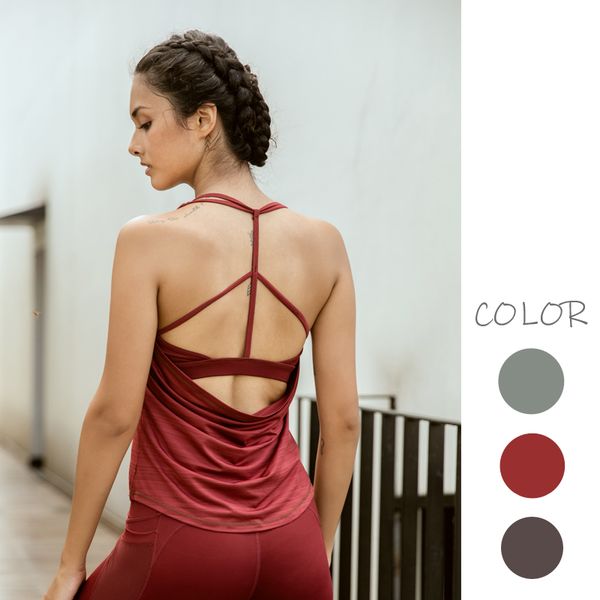 

лето женского tank top vest спорт дышащие рукава женщина топы для фитнеса-зал твердой сыпучей одежды, Black;blue
