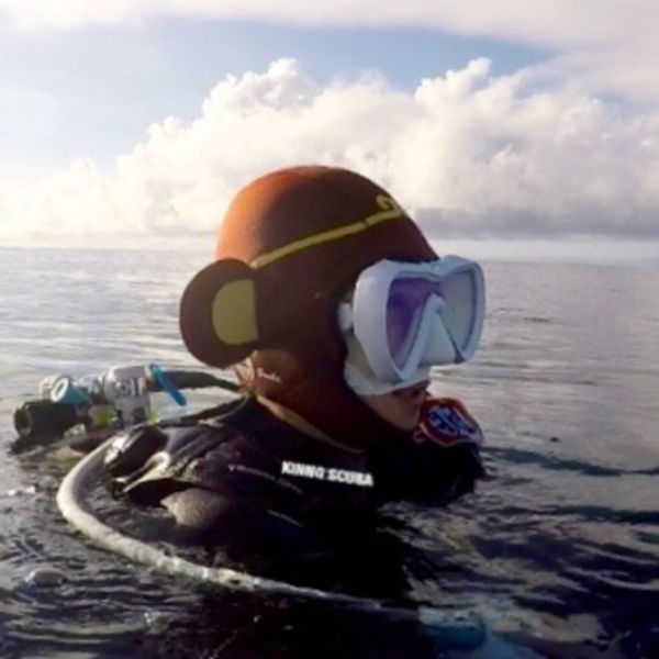 

good quality 3mm neoprene suba diving cap cute monkey cartoon diving head wear