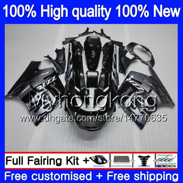 Corpo per KAWASAKI ZZR 1100 CC ZX-11R 1990 1991 1992 205MY.56 ZX 11R ZZR1100 ZX11 R ZZR-1100 ZX-11 R ZX11R 90 91 92 Carenatura Fiamme d'argento