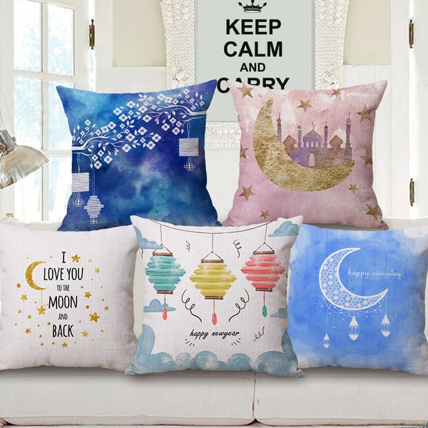 Happy New Year Castle Moon Star Cushion Covers Love You To The