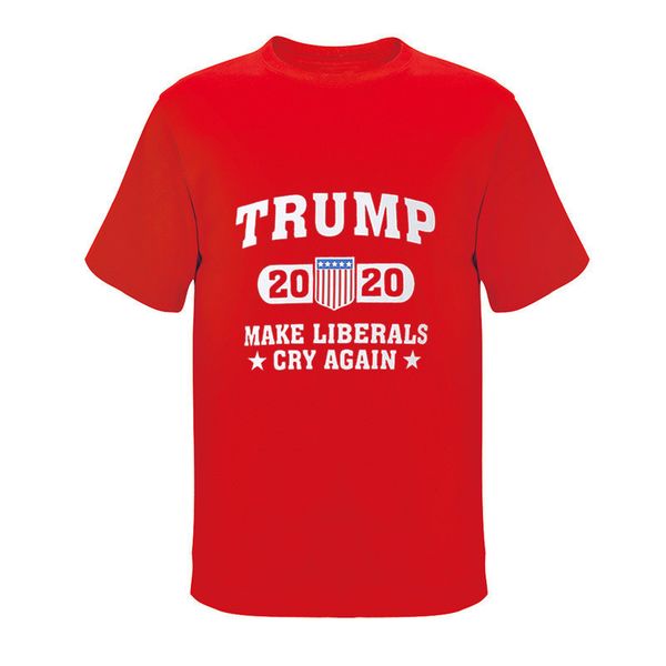 

9 colors trump 2020 t-shirt make liberals cry again round neck short sleeve shirts america general election supplies ing, Blue;gray