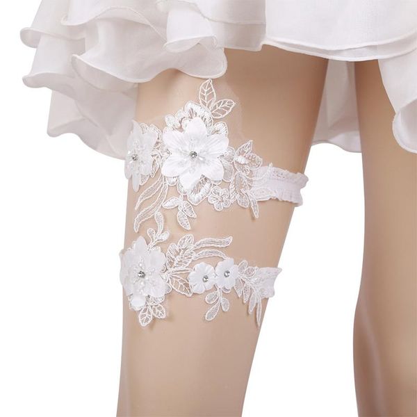

garter set fashion bridal wedding garter belt rhinestone jewelry flower floral white lace leg cover wedding dress accessories, Black;white