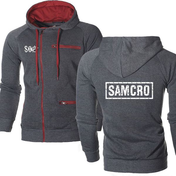 

men jacket sportswear zipper hoodiessoa sons of anarchy the child samcro male casual sweatshirt fleece hip hop warm hoody