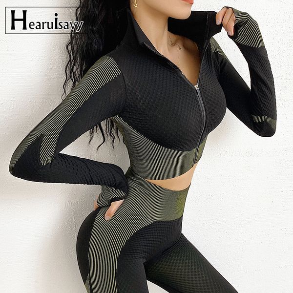 

autumn long sleeves seamless yoga workout gym crop for women running t shirt sports zip sweatshirt fitness sportswear