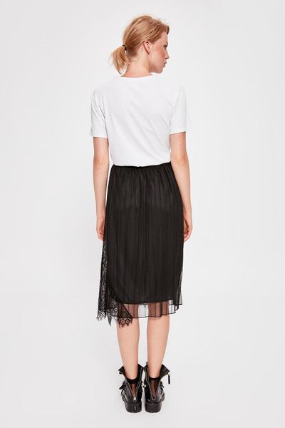 

trendyol black piliseli knitted skirt twoaw20et0284