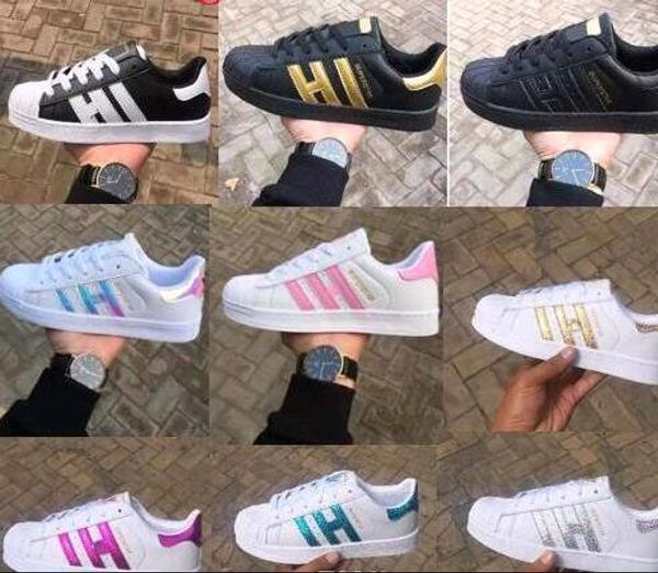 

2019 fashion men smith casual shoes superstar female sneakers women zapatillas deportivas mujer lovers sapatos femininos big size44, Black
