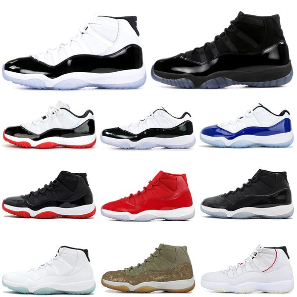 

низкий белый bred 11 11s мужчины женщины jumpman баскетбол обувь concord 45 гамма синий металлик silver space jam emerald дизайнерские кросс, White;red