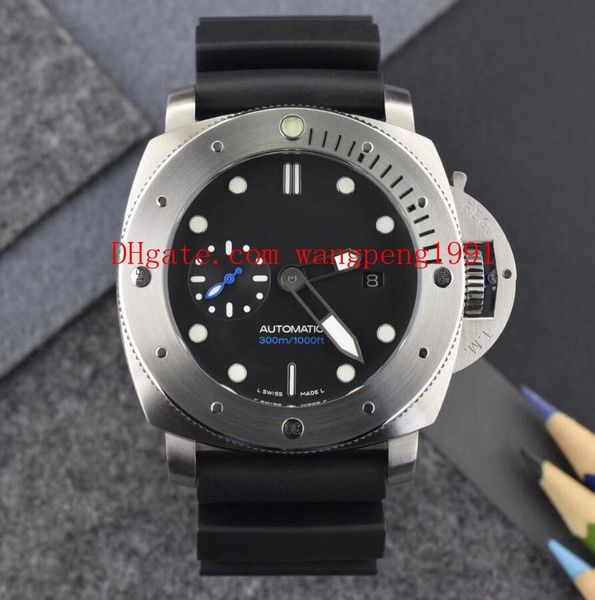 

горячие продажи высокое качество часы 47 мм черный циферблат p 973 p 00973 азия механические резиновые ремешки автоматические мужские часы ч, Slivery;brown