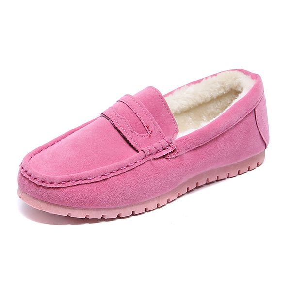 

2019 winter shoes women flats warm moccasins casual loafers plush solid fur boat shoes woman sapato feminino soft ballet shoe, Black