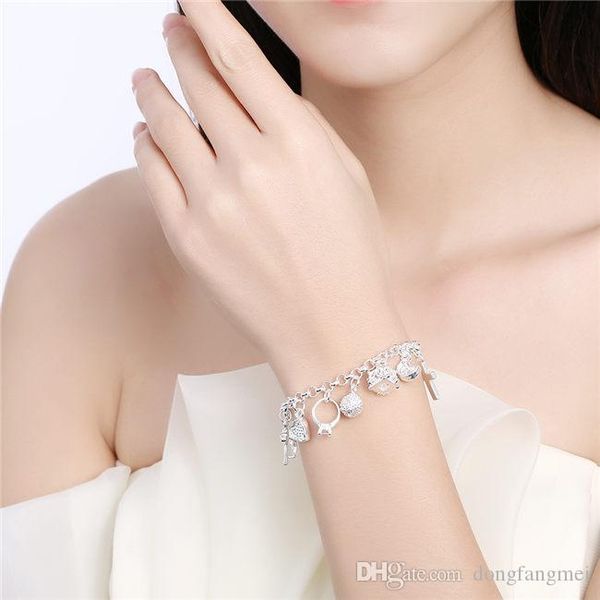 

bracelet european and american selling silver fashion thirteen pendant bracelet ladies multi-element jewelry 2020 new, Golden;silver