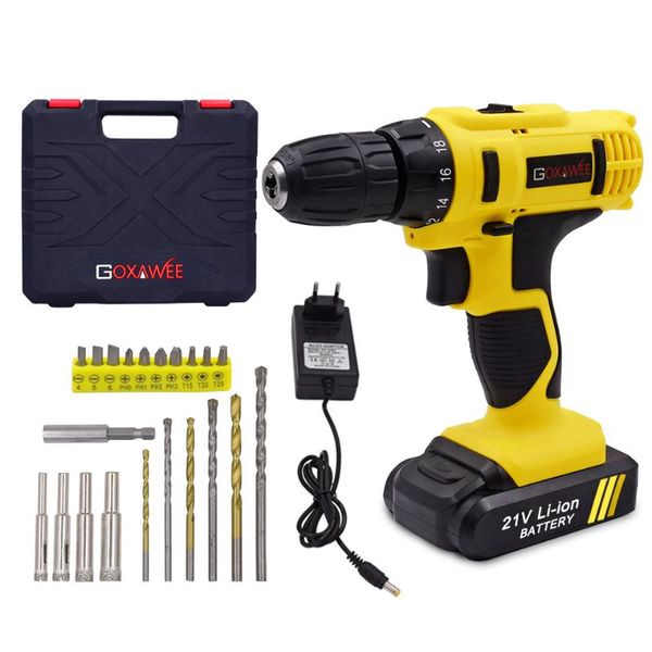 

21v/12v electric drill cordless screwdriver power drills multi-function lithium household electric screwdriver tools 2-speed