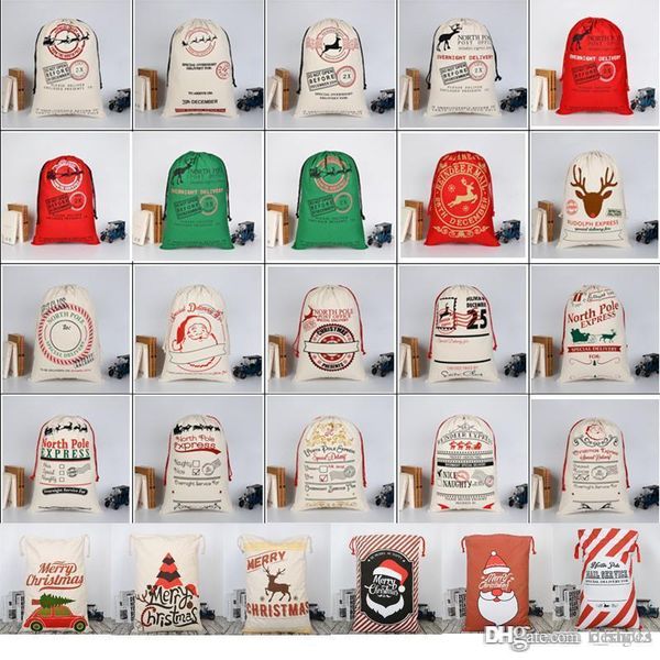 

2028 christmas large canvas monogrammable santa claus drawstring bag with reindeers monogramable christmas gifts sack bags