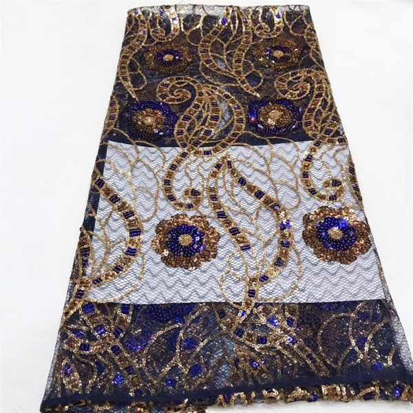 

african sequin lace fabric 2020 high-quality french lace fabric nigeria tulle wedding dress j36561, Pink;blue