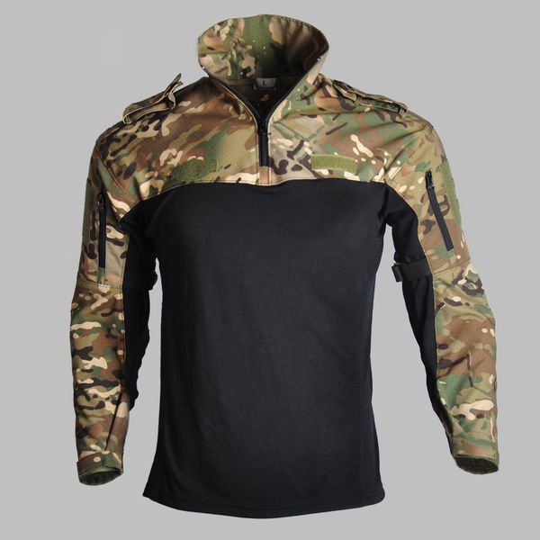 

men's camouflage shirts tacticalpring autumn long sleeve cotton breathable multicam army for hiking hunting climbing t shirts, Gray;blue