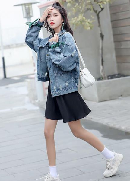 

woman winter high-quality goods han edition europe and america is recreational tide individual character slim embroidery cowboy jacket /s-xl, Black;brown