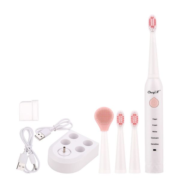 

usb rechargeable face cleaning electric toothbrush waterproof 5 modes tooth brush whitening smart timing oral hygiene care
