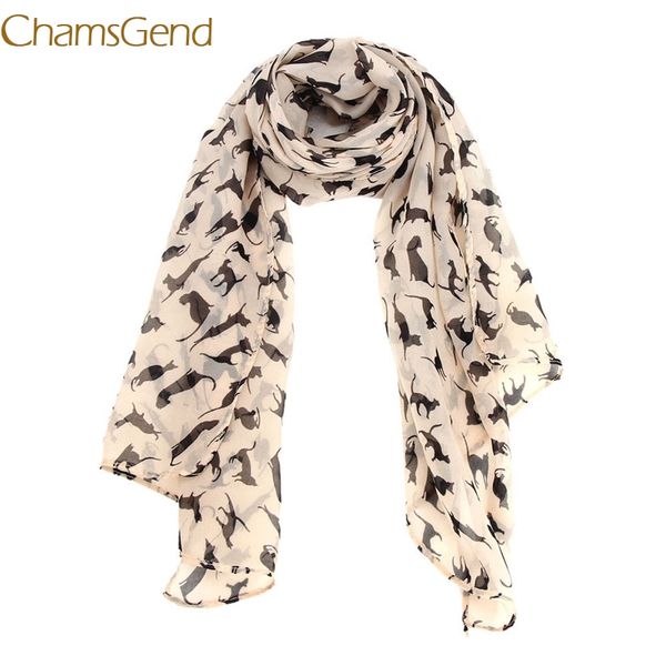 

chamsgend scarves sell 1pc women fashion black cat chiffon scarf drop shipping