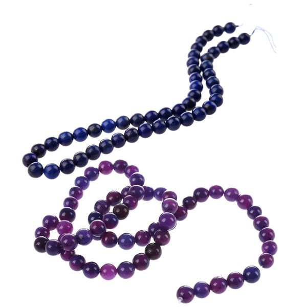 

1pcs lapis lazuli 8mm round gem royal blue beads strand 15 inch & 1pcs sugilite gemstone round beads 6mm purple
