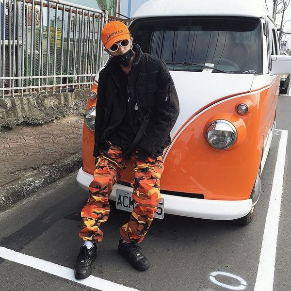 

camo cargo pants 2018 mens fashion baggy tactical trouser hip hop casual cotton multi pockets pants streetwear, Black