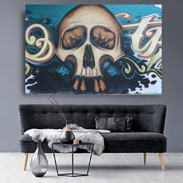 

large banksy skull graffiti posters canvas paintings wall art pictures animals posters prints living room home wall decor