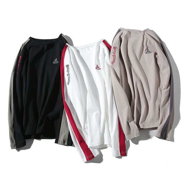 

epacket shipping personality design men long sleeve t-shirt casual tees 3 colors size m-3xl, White;black