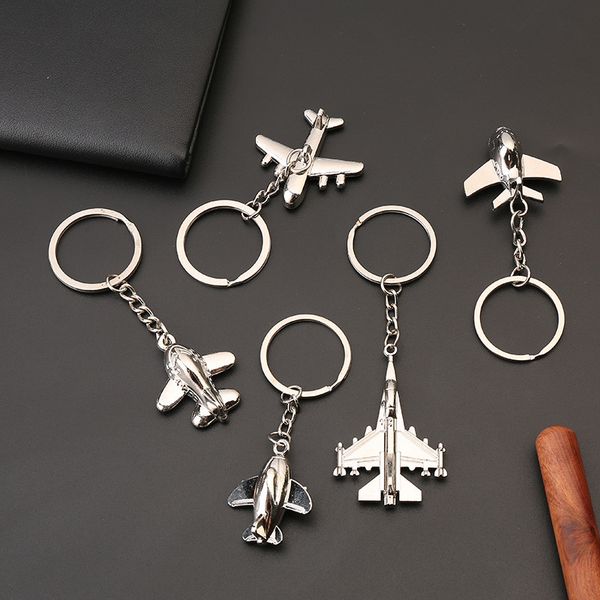 

creative aviation aircraft keychain car metal key ring men and women key chain business small gifts, Silver