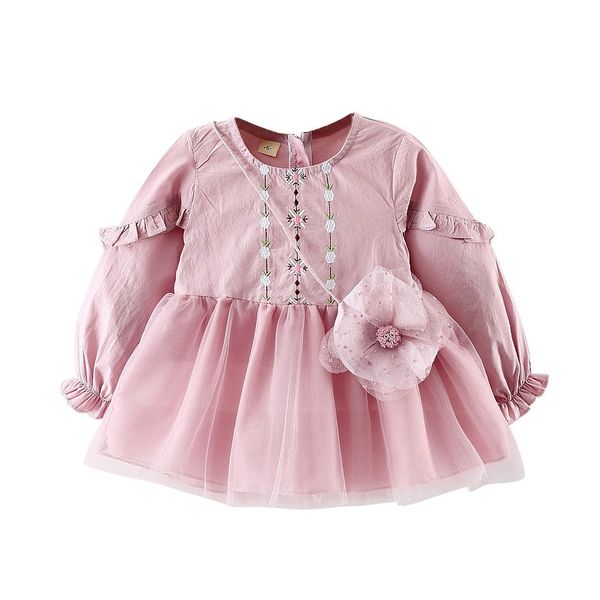 

baby clothing flowers girls dresses 2020 autumn children clothing flowers kids dresses for girls spring princess, Red;yellow