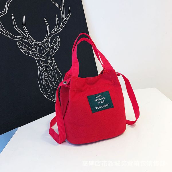 

woman package letter bucket bag canvas shopping bag trend single shoulder messenger portable children packet mobile phone