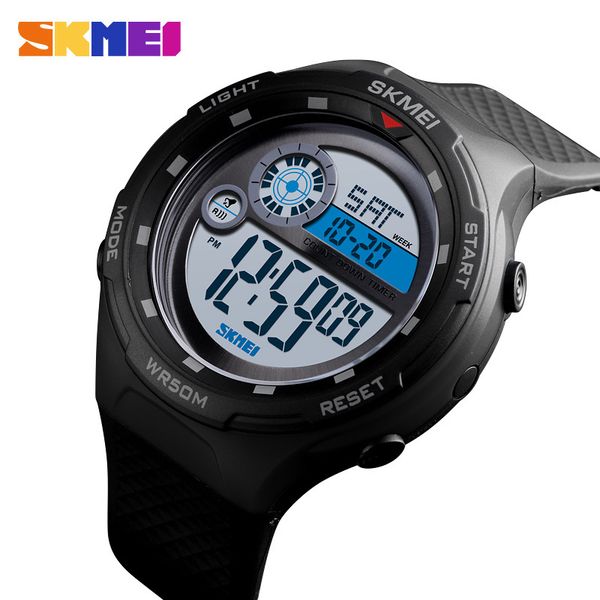 

new men's skmei sports clock, outdoor sports digital clock, waterproof bracelet watch, alarm men's watch, Slivery;brown
