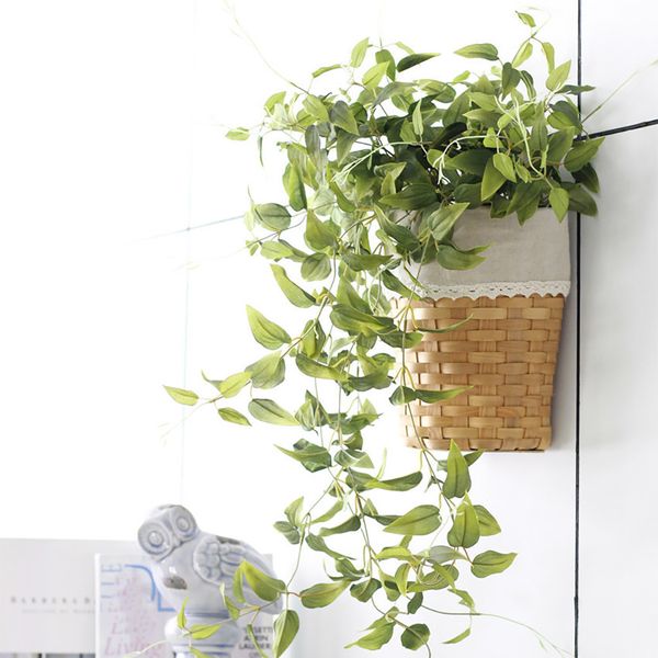 

2pcs artificial green leaf garland plants vine fake foliage flowers home garden plastic leaves decor fake rattan string grass