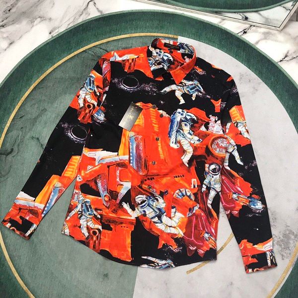 

20ss new luxurious brand lv8 astronaut full printing shirt designer tshirts long sleeve spring tee breathable vest streetwear outdoor tshirt, White