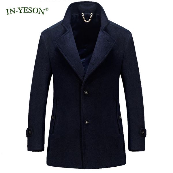 

men wool blends winter wool man coat brand trench overcoat fashion design slim fit business suit jackets coat for men casaco, Black