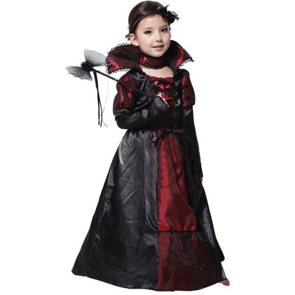 

костюмы партии хэллоуин дети детей девушка вампир фантазия принцесса vampiress костюм косплей длинные платья для девочек, Black;red