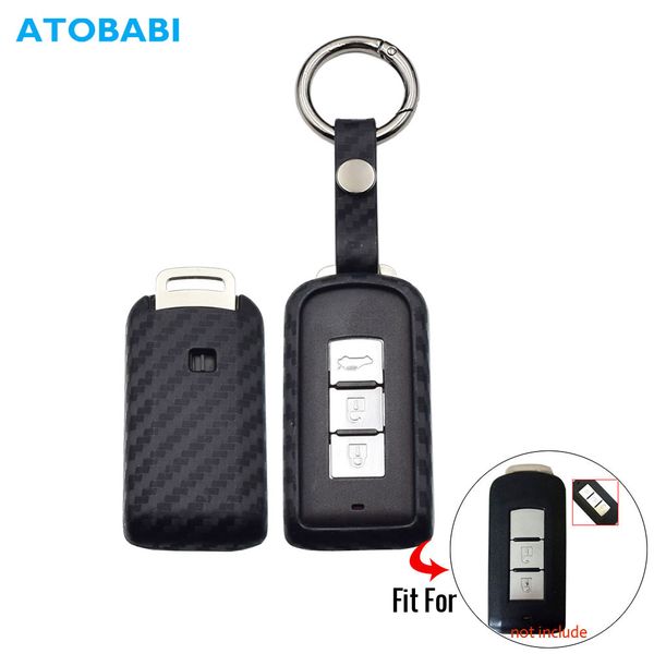 

carbon silicone car key case for mitsubishi outlander lancer 10 pajero sport asx rvr l200 smart remote fob cover protector bag