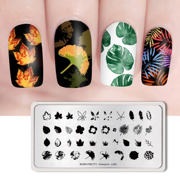 

born pretty 1 pc overprint nail stamping plates rectangle flowers leaves decoration nail art stamp template diy manicure plate, White