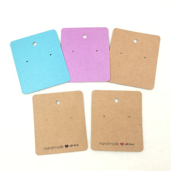 

rectangle handmade with love earring display card multi colors with earring fixed hole hang hole packing cards 7x6cm 100pcs/lot, Black