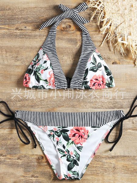 

printed lace women's split printed swimsuit bikini lace bikini women's split swimsuit, White;black