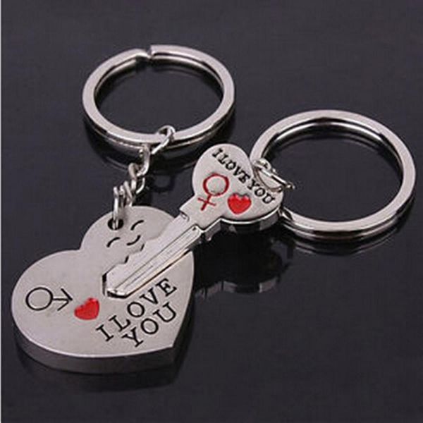 

fashion "i love you "in heart arrow +key lock couple key chain ring keyring keyfob lover gift couple keychain accessories, Slivery;golden