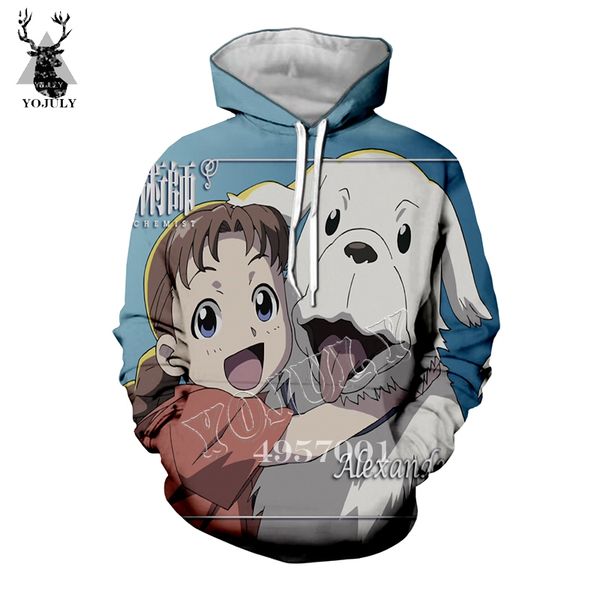 

yojuly men pullover sweatshirt fashion casual streetwear hooded anime fullmetal alchemist 3d print hoodie y301, Black