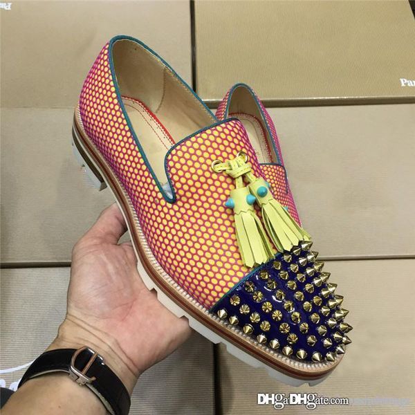 

2018 New Christian Christians DADDY Flat Grenadine Loafer Shoes CL Red Bottoms louboutinss Gareth Zip Flat Oxford shoes Sneakers With Box