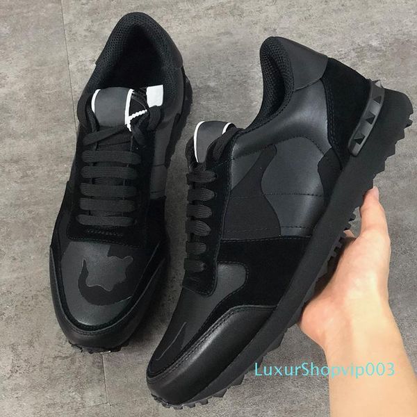 

mens rockrunner camouflage shoes fashion luxury designer women shoes sneaker genuine leather mens women flats casual trainers size 35-45, Black