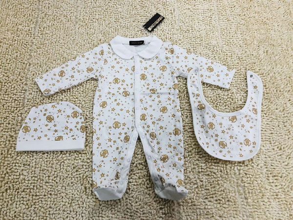 

3pcs set baby gold stars romper newborn baby boy printing jumpsuits romper kids brand clothing overalls high quality, Blue