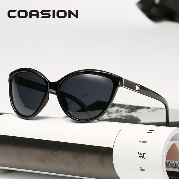 

coasion brand design cat eye sunglasses women polarized 2019 lady retro elegant cateye sun glasses uv400 protection ca1223, White;black