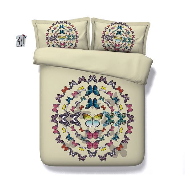 150x200cm 3d Circle Butterfly Print Duvet Cover Set Bedding With