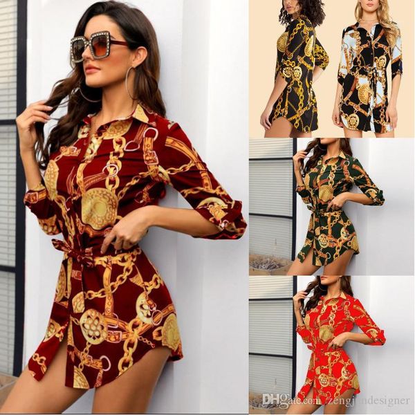 

shirts dresses lapel neck long sleeve luxury autumn style spring 2020 female clothing womens slim desinger, Black;gray