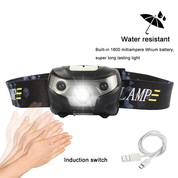 

3000lm mini rechargeable led headlamp 3000lm body motion sensor headlight camping flashlight head light torch lamp with usb