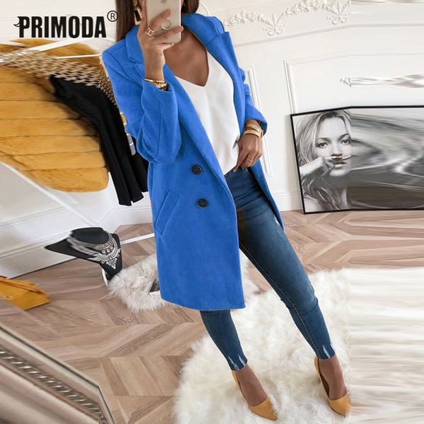 

plus size coats women outwear winter woollen coat long sleeve turn-down collar blends slim jacket elegant wool overcoats pr782g, Black